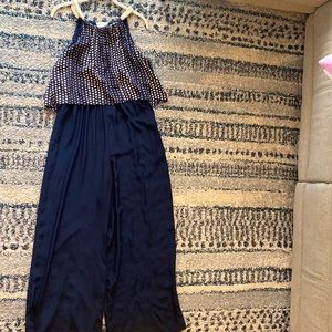 Anthropology Silk+cotton pants dress.